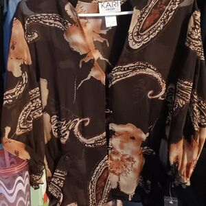Women's Elegant Brown Paisley Blouse